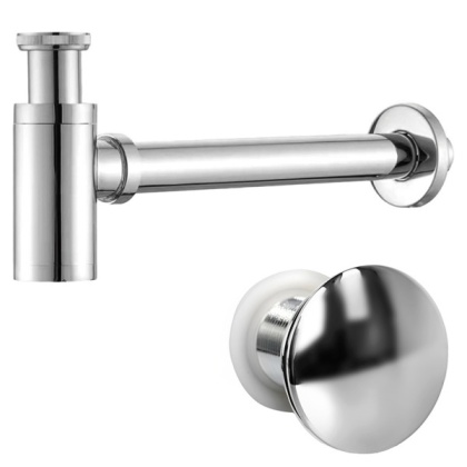 SYFON UMYWALKOWY METALOWY MIKE-CH + KOREK KLIK-KLAK CHROM ZESTAW