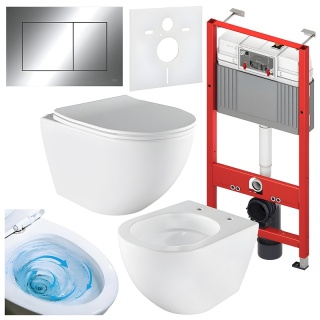 ZESTAW PODTYNKOWY WC STELAŻ TECE MISKA NERO-WH-03 PRZYCISK TC-9240401 CHROM