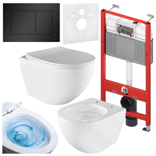 ZESTAW PODTYNKOWY WC STELAŻ TECE MISKA NERO-WH-03 PRZYCISK TC-9240407 CZARNY MAT