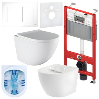 ZESTAW PODTYNKOWY WC STELAŻ TECE MISKA PURO-WH-02 PRZYCISK TC-9240400 BIAŁY POŁYSK