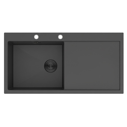 ZLEW KUCHENNY ZLEWOZMYWAK JEDNOKOMOROWY Z OCIEKACZEM STALOWY GRAFITOWY MILOS-BL-78X48 DOZOWNIK SYFON UCHWYTY