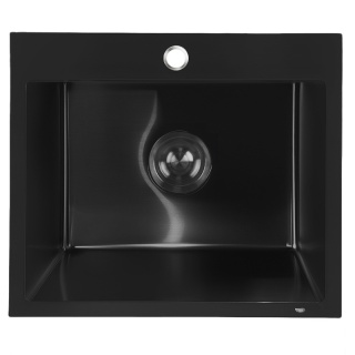 ZLEWOZMYWAK JEDOKOMOROWY STALOWY 50X45 CM CZARNY ZLEW KUCHENNY MAGNUS SYFON