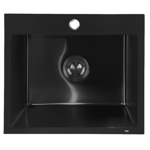ZLEWOZMYWAK JEDOKOMOROWY STALOWY 50X45 CM CZARNY ZLEW KUCHENNY MAGNUS SYFON