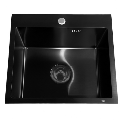 ZLEWOZMYWAK JEDOKOMOROWY STALOWY 50X45 CM CZARNY ZLEW KUCHENNY MAGNUS SYFON