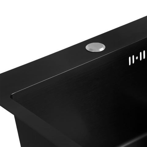 ZLEWOZMYWAK JEDOKOMOROWY STALOWY 50X45 CM CZARNY ZLEW KUCHENNY MAGNUS SYFON