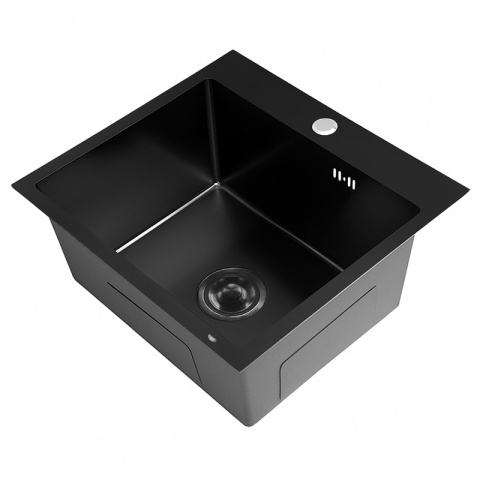 ZLEWOZMYWAK JEDOKOMOROWY STALOWY 50X45 CM CZARNY ZLEW KUCHENNY MAGNUS SYFON
