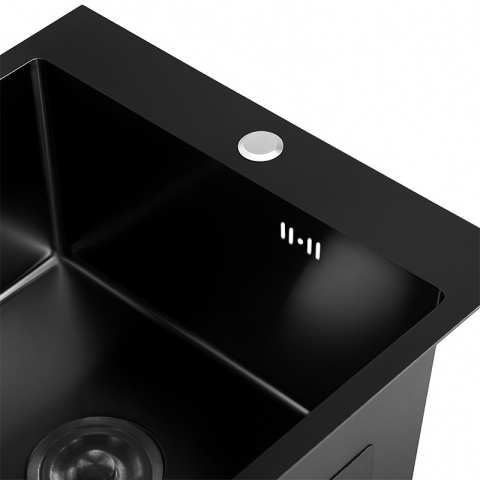 ZLEWOZMYWAK JEDOKOMOROWY STALOWY 50X45 CM CZARNY ZLEW KUCHENNY MAGNUS SYFON