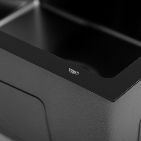 ZLEWOZMYWAK JEDOKOMOROWY STALOWY 50X45 CM CZARNY ZLEW KUCHENNY MAGNUS SYFON