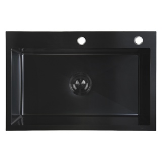 ZLEWOZMYWAK JEDOKOMOROWY STALOWY 68X45 CM CZARNY ZLEW KUCHENNY HUGO SYFON