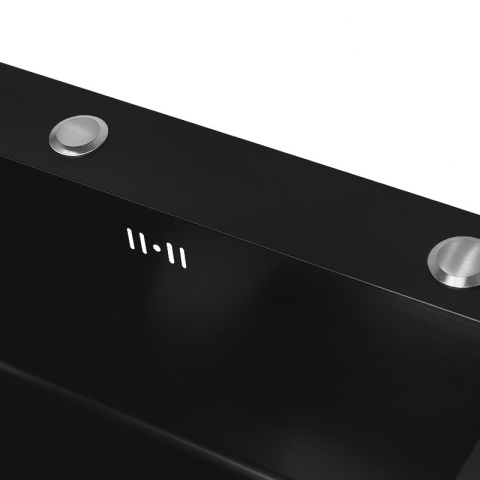 ZLEWOZMYWAK JEDOKOMOROWY STALOWY 68X45 CM CZARNY ZLEW KUCHENNY HUGO SYFON