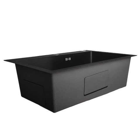 ZLEWOZMYWAK JEDOKOMOROWY STALOWY 68X45 CM CZARNY ZLEW KUCHENNY HUGO SYFON