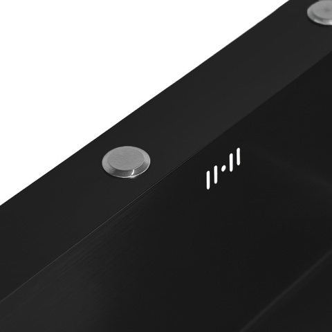 ZLEWOZMYWAK JEDOKOMOROWY STALOWY 68X45 CM CZARNY ZLEW KUCHENNY HUGO SYFON