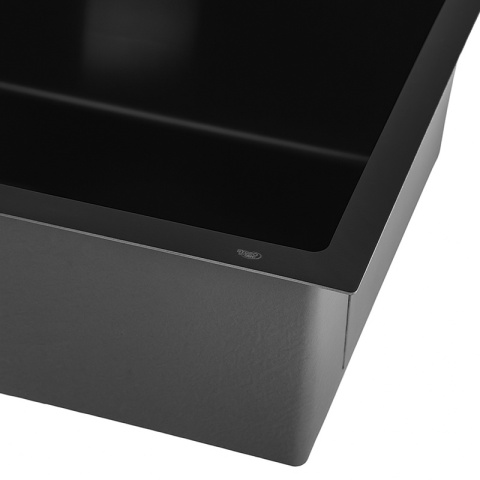 ZLEWOZMYWAK JEDOKOMOROWY STALOWY 68X45 CM CZARNY ZLEW KUCHENNY HUGO SYFON