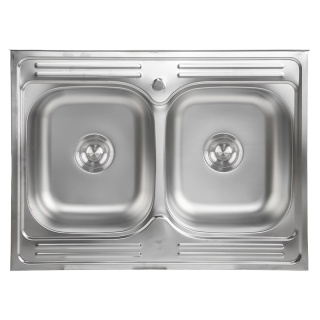 ZLEWOZMYWAK DWUKOMOROWY STALOWY 80X60 CM INOX ZLEW KUCHENNY EGON 2 GATUNEK