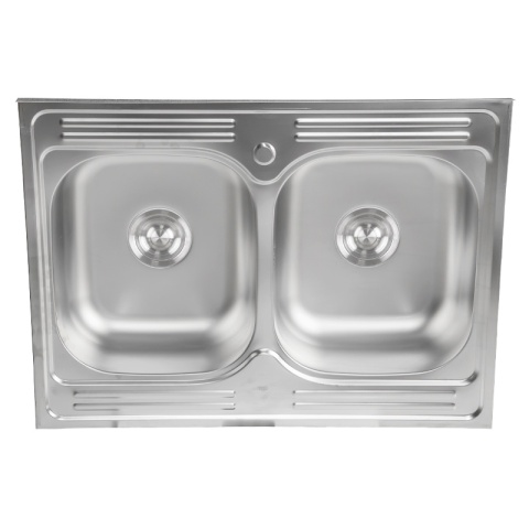 ZLEWOZMYWAK DWUKOMOROWY STALOWY 80X60 CM INOX ZLEW KUCHENNY EGON 2 GATUNEK