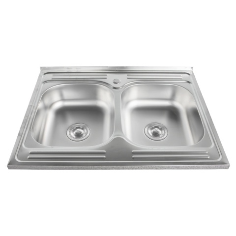 ZLEWOZMYWAK DWUKOMOROWY STALOWY 80X60 CM INOX ZLEW KUCHENNY EGON 2 GATUNEK