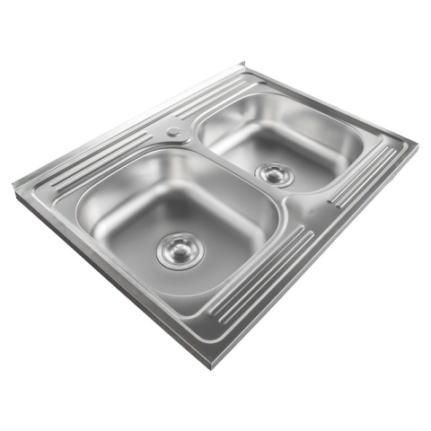 ZLEWOZMYWAK DWUKOMOROWY STALOWY 80X60 CM INOX ZLEW KUCHENNY EGON 2 GATUNEK