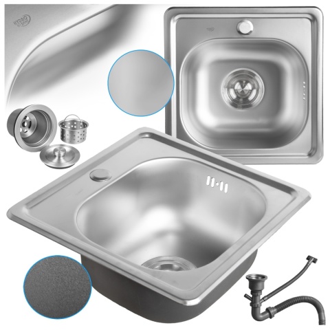 ZLEWOZMYWAK JEDOKOMOROWY STALOWY 38X38 INOX ZLEW KUCHENNY PLATON 2 GATUNEK
