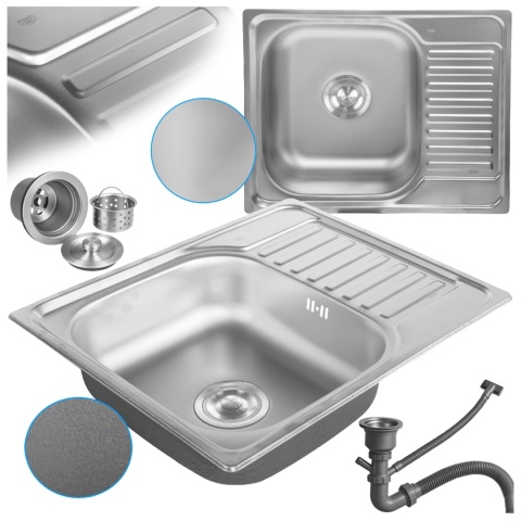 ZLEWOZMYWAK JEDNOKOMOROWY STALOWY 58X48 CM INOX ZLEW TRISTAN 2 GATUNEK