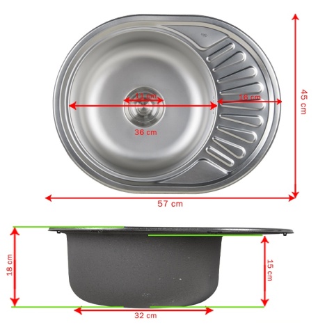 ZLEWOZMYWAK JEDNOKOMOROWY STALOWY 57X45 CM ZLEW KUCHENNY RALF 2 GATUNEK