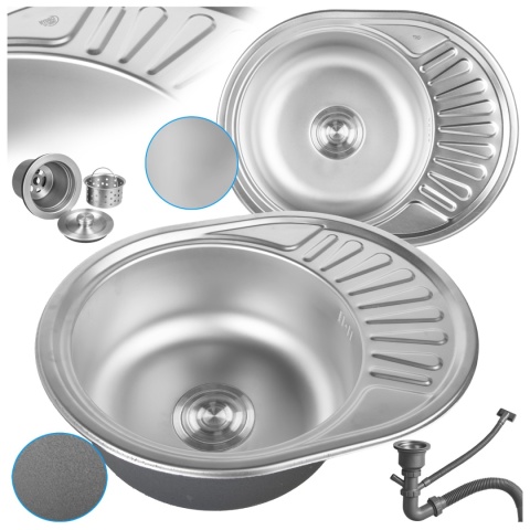 ZLEWOZMYWAK JEDNOKOMOROWY STALOWY 57X45 CM ZLEW KUCHENNY RALF 2 GATUNEK