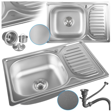 ZLEWOZMYWAK JEDOKOMOROWY STALOWY 66X42 CM INOX ZLEW KUCHENNY KORI 2 GATUNEK