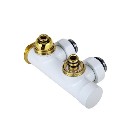 ZAWÓR TERMOSTATYCZNY GRZEJNIKOWY KĄTOWY BIAŁY ZESPOLONY Z MASKOWNICĄ ZESTAW