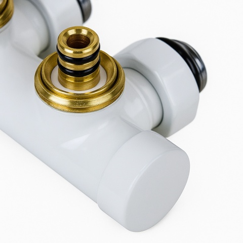 ZAWÓR TERMOSTATYCZNY GRZEJNIKOWY KĄTOWY BIAŁY ZESPOLONY Z MASKOWNICĄ ZESTAW