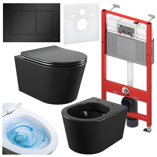ZESTAW PODTYNKOWY WC STELAŻ TECE MISKA ELITE-MTB-03 PRZYCISK TC-9240407 CZARNY MAT