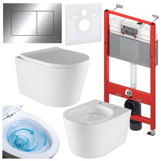 ZESTAW PODTYNKOWY WC STELAŻ TECE MISKA ELITE-WH-02 PRZYCISK TC-9240401 CHROM