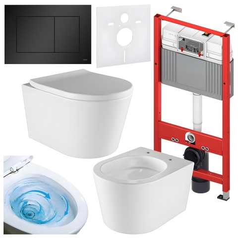 ZESTAW PODTYNKOWY WC STELAŻ TECE MISKA ELITE-WH-02 PRZYCISK TC-9240407 CZARNY MAT