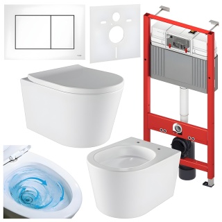 ZESTAW PODTYNKOWY WC STELAŻ TECE MISKA ELITE-WH-02 PRZYCISK TC-9240417 BIAŁY MAT