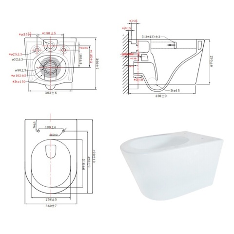 ZESTAW PODTYNKOWY WC STELAŻ TECE MISKA ELITE-WH-03 PRZYCISK TC-9240400 BIAŁY POŁYSK
