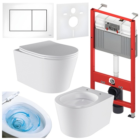 ZESTAW PODTYNKOWY WC STELAŻ TECE MISKA ELITE-WH-03 PRZYCISK TC-9240417 BIAŁY MAT