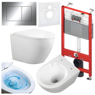ZESTAW PODTYNKOWY WC STELAŻ TECE MISKA FLOW-WH-TR-02 PRZYCISK TC-9240401 CHROM