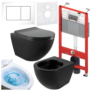 ZESTAW PODTYNKOWY WC STELAŻ TECE MISKA NERO-MTB-03 PRZYCISK TC-9240400 BIAŁY POŁYSK