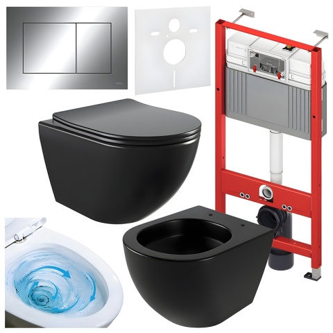 ZESTAW PODTYNKOWY WC STELAŻ TECE MISKA NERO-MTB-03 PRZYCISK TC-9240401 CHROM