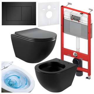 ZESTAW PODTYNKOWY WC STELAŻ TECE MISKA NERO-MTB-03 PRZYCISK TC-9240407 CZARNY MAT