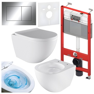 ZESTAW PODTYNKOWY WC STELAŻ TECE MISKA NERO-WH-02 PRZYCISK TC-9240401 CHROM