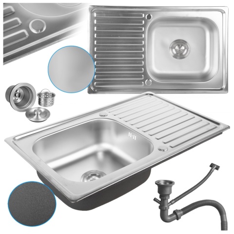ZLEWOZMYWAK JEDNOKOMOROWY STALOWY 78X50CM INOX ZLEW KUCHENNY KALF 2 GATUNEK