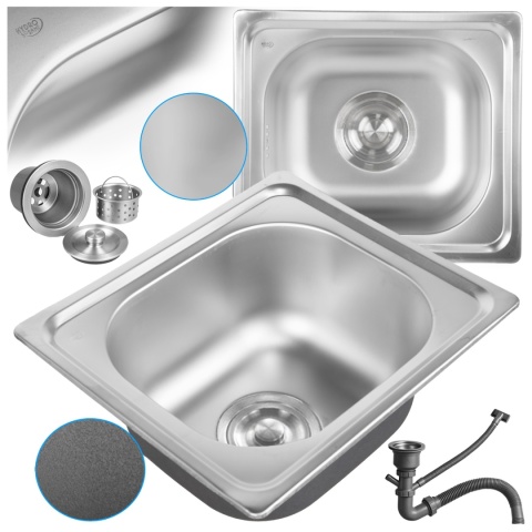 ZLEWOZMYWAK JEDOKOMOROWY STALOWY 38X33CM INOX ZLEW KUCHENNY GRANT 2 GATUNEK
