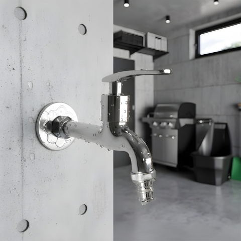 BATERIA ŚCIENNA DO WODY ZIMNEJ LUB ZMIESZANEJ 2 KONCÓWKI KRAN ALI-CH CHROM