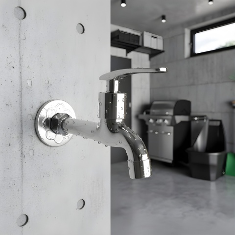 BATERIA ŚCIENNA DO WODY ZIMNEJ LUB ZMIESZANEJ 2 KONCÓWKI KRAN ALI-CH CHROM