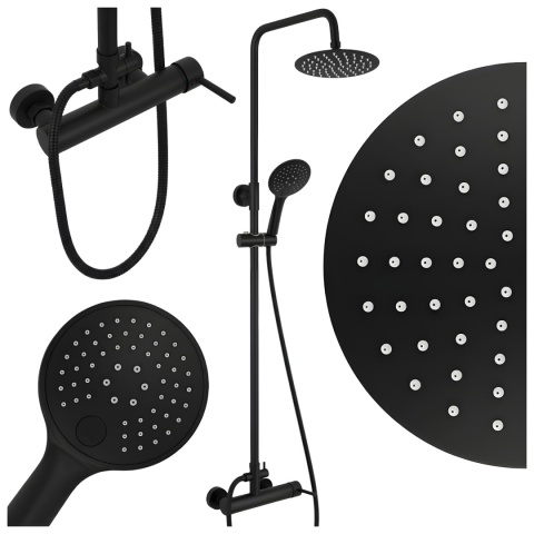 BATERIA PRYSZNICOWA ŁAZIENKOWA ZESTAW Z DESZCZOWNICĄ LAILA-BL CZARNA