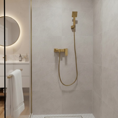 BATERIA WANNOWA ŚCIENNA PRYSZNICOWA ŁAZIENKOWA F305 SZCZOTKOWANE ZŁOTO