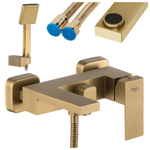 BATERIA WANNOWA ŚCIENNA PRYSZNICOWA ŁAZIENKOWA F305 SZCZOTKOWANE ZŁOTO