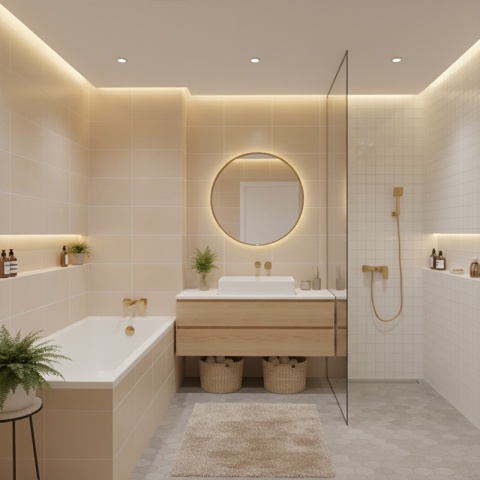 BATERIA WANNOWA ŚCIENNA PRYSZNICOWA ŁAZIENKOWA ZESTAW F305-GL ZŁOTA