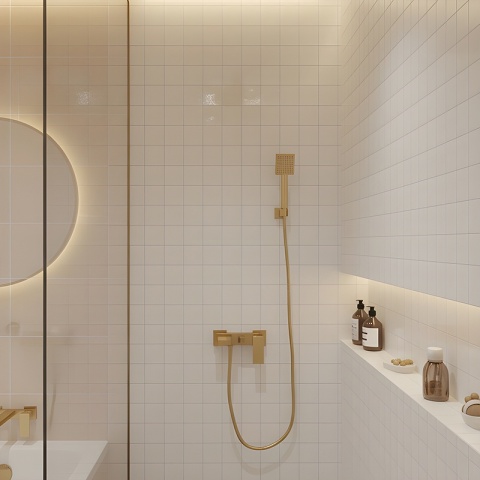 BATERIA WANNOWA ŚCIENNA PRYSZNICOWA ŁAZIENKOWA ZESTAW F305-GL ZŁOTA