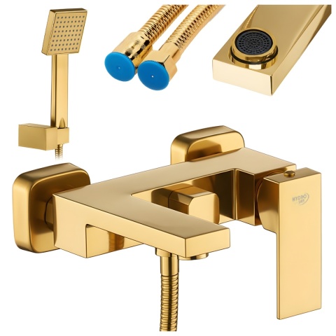 BATERIA WANNOWA ŚCIENNA PRYSZNICOWA ŁAZIENKOWA ZESTAW F305-GL ZŁOTA