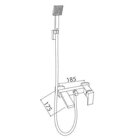 BATERIA WANNOWA ŚCIENNA PRYSZNICOWA NATRYSKOWA ZESTAW F305B-BL CZARNA